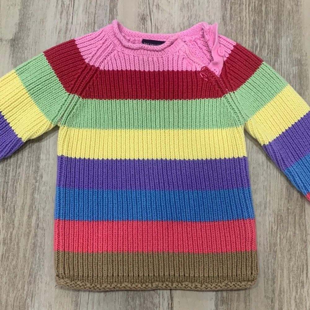 The Children’s Place Toddler Girl Color Block Striped Ribbed Knit Sweater Button